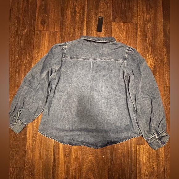 LULU’s Notoriously Chic Medium Wash Denim Button-Up Top - Picture 7 of 7